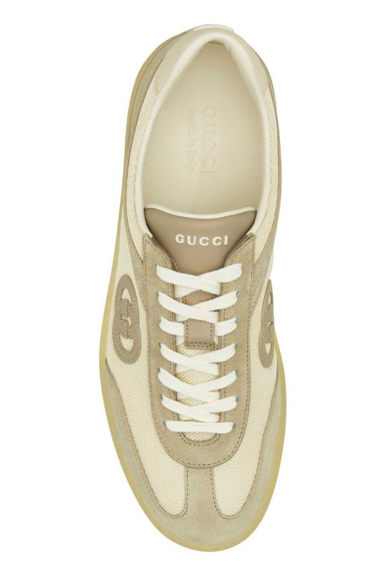  구찌 스니커즈 투톤 메시 및 스웨이드  화이트 - GUCCI