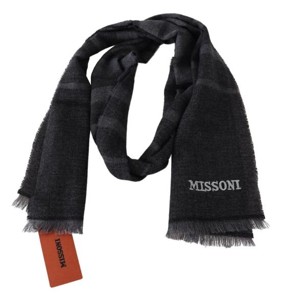  미소니 머플러/스카프 미쏘니 블랙 스트라이프 울 유니섹스 넥랩 스카프 - MISSONI