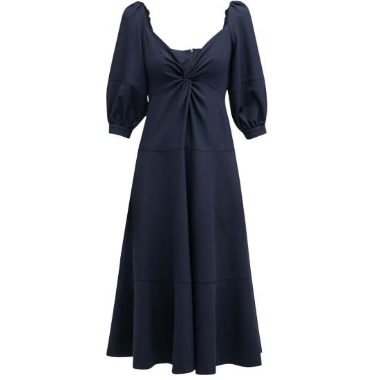  샹크 아 세트 미디 원피스 Cinq à Sept Kristina V 넥 트위스트 프론트 미디 드레스 네이비 블루 - CINQ A SEPT