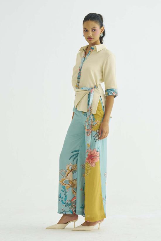  메종 칼라 스트레이트 팬츠 Maison Qala Elara Co Ord 세트 올리브 그린 - MAISON QALA