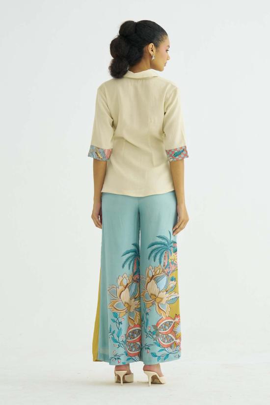  메종 칼라 스트레이트 팬츠 Maison Qala Elara Co Ord 세트 올리브 그린 - MAISON QALA