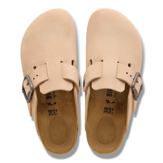  버켄스탁 뮬/슬리퍼 보스턴 와이어 버클 누벅 가죽 레귤러 클로그 - BIRKENSTOCK