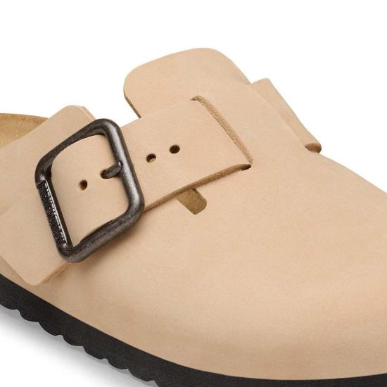  버켄스탁 뮬/슬리퍼 보스턴 와이어 버클 누벅 가죽 레귤러 클로그 - BIRKENSTOCK