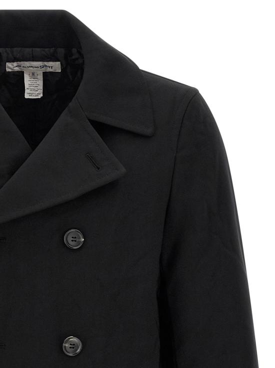  꼼데가르송 코트 Comme Des Garçons 더블 브레스티드 캔버스 카방  블랙 - COMME DES GARCONS