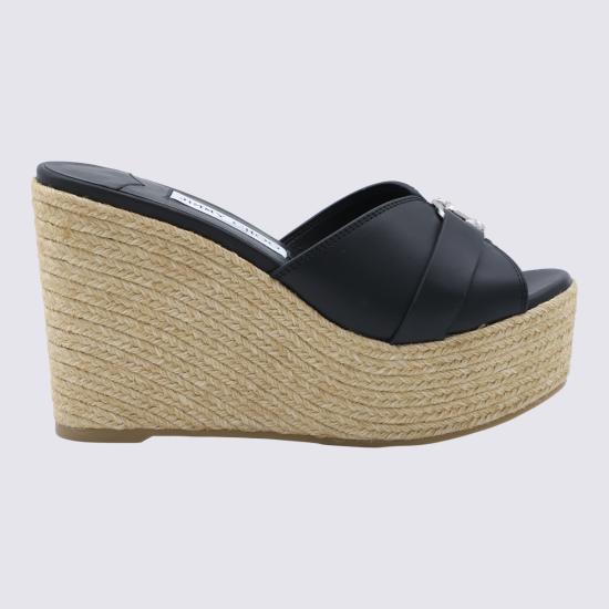26FW 지미추 뮬/슬리퍼 LEDAWEDGE100 FDZ000071 BLACK SILVER
