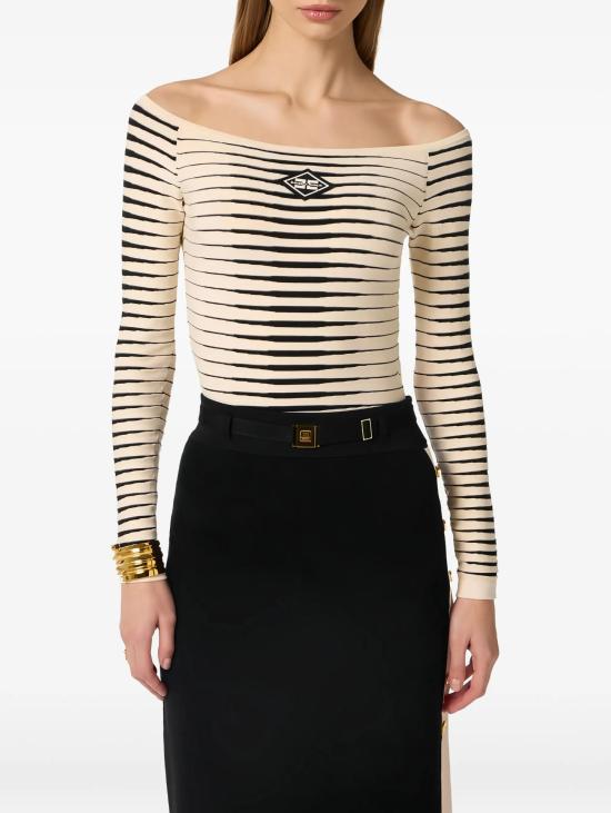 26SS 엘리자베타프랜치 바디수트 티셔츠 BK79S61E2 E84 BURRO NERO - ELISABETTA FRANCHI