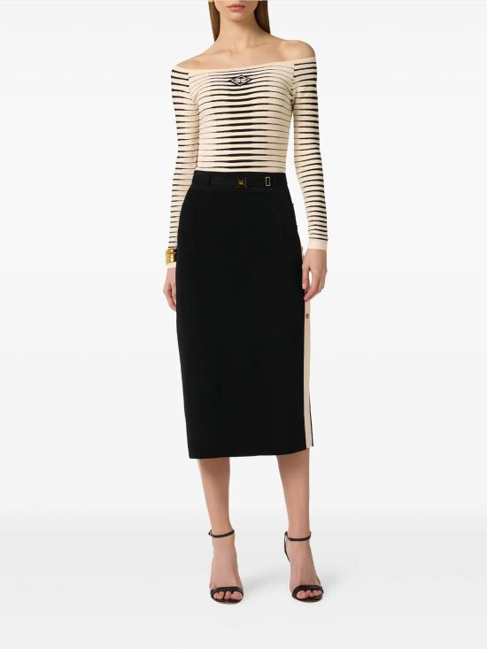 26SS 엘리자베타프랜치 바디수트 티셔츠 BK79S61E2 E84 BURRO NERO - ELISABETTA FRANCHI