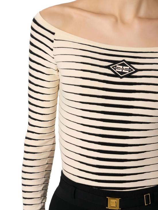 26SS 엘리자베타프랜치 바디수트 티셔츠 BK79S61E2 E84 BURRO NERO - ELISABETTA FRANCHI