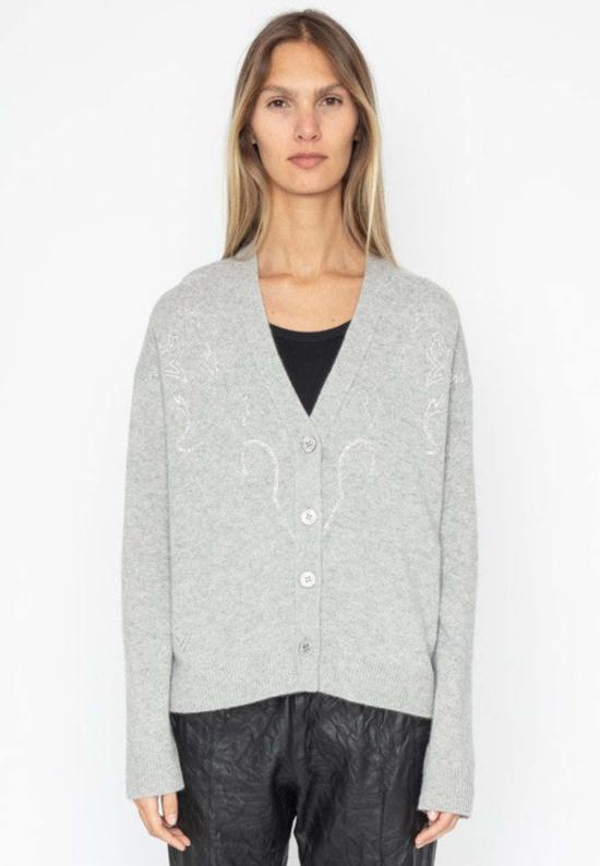  자딕앤볼테르 가디건 Zadig & Voltaire Mirkas 캐시미어 카디건 그레이 - ZADIG & VOLTAIRE