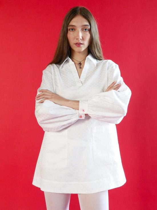  안나 발렌티나 블라우스 에스메 튜닉 탑 화이트 도트 무늬 - ANNA VALENTINA