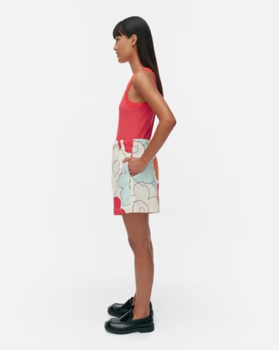 마리메꼬 숏팬츠 Marimekko Miksaus Vihkiruusu 키오스키 반바지 오프 화이트 - MARIMEKKO