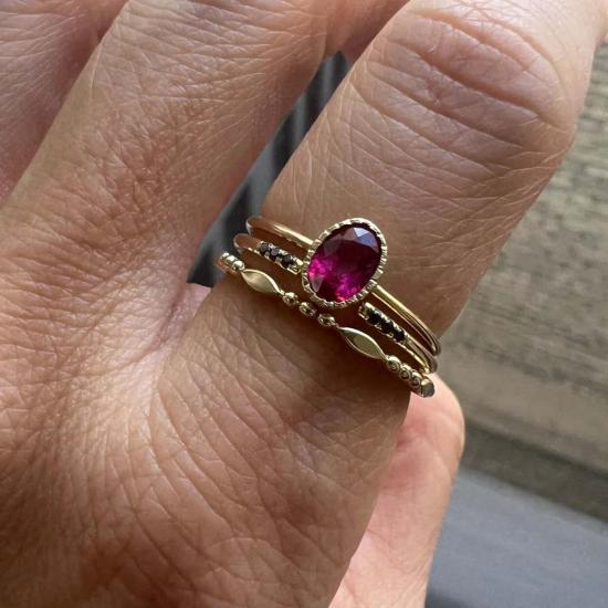  제니 권 디자인스 반지 제니 권 디자인 마퀴즈 비즈 밴드 14k 골드 - JENNIE KWON DESIGNS