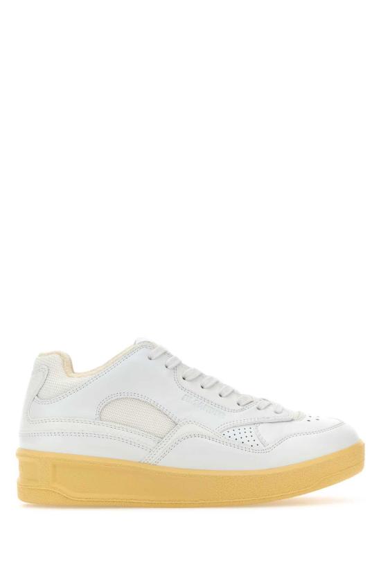  질샌더 스니커즈 질 샌더 화이트 가죽 및 패브릭 바스켓 - JIL SANDER