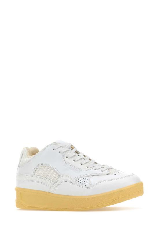  질샌더 스니커즈 질 샌더 화이트 가죽 및 패브릭 바스켓 - JIL SANDER