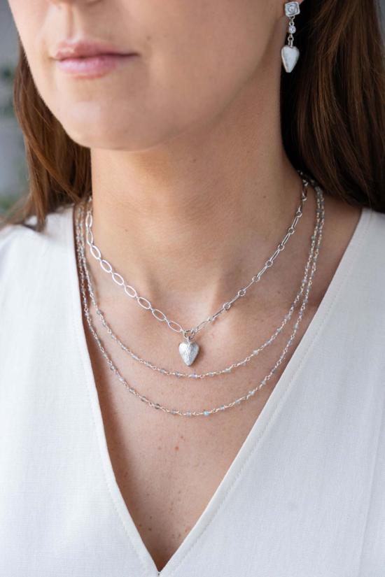 로니 폴 주얼리 목걸이/팬던트 두 줄 섬세한 라브라도라이트 목걸이 실버 - LONI PAUL JEWELRY
