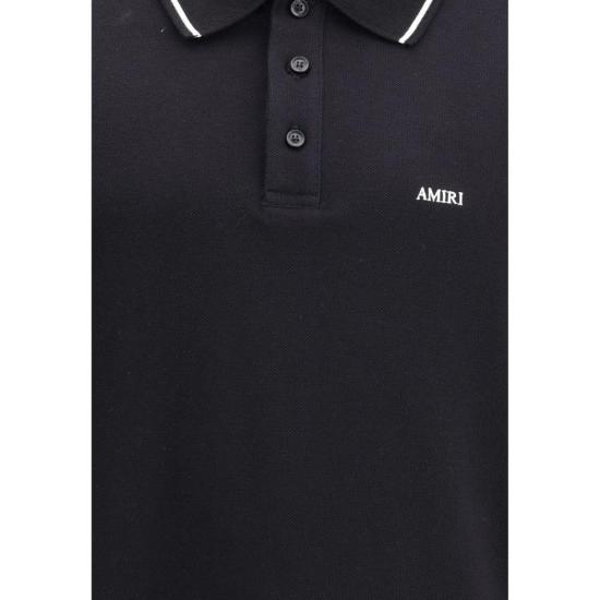 25FW 아미리 폴로 티셔츠 코튼 폴로 셔츠 블랙 - AMIRI