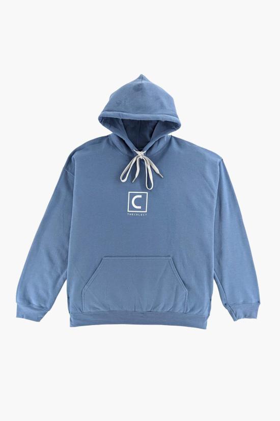  더 셀렉트 후드 티셔츠 셀렉트 C 스퀘어 로고 후드티 슬레이트 블루