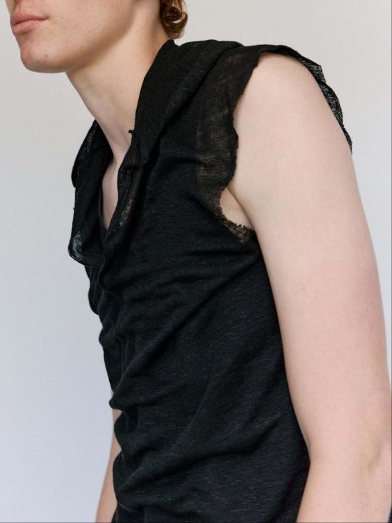  가브리엘라 콜 가먼츠 민소매 티셔츠 333번 블랙 린넨 저지 후드티 - GABRIELA COLL GARMENTS