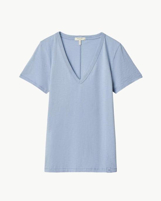  랙앤본 반팔 티셔츠 Rag & Bone The Slub Vee Tee Haze Blue