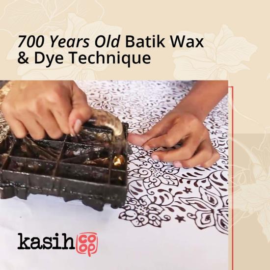  카시 코옵 머플러/스카프 Kasih Coop 핸드메이드 바틱 스카프 레드 화이트/버건디 - KASIH COOP