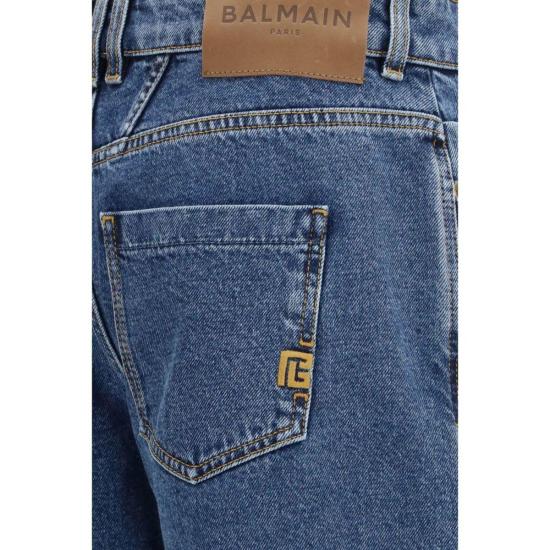 26FW 발망 데님 팬츠 스트레이트 와이드 레그 진 블루 - BALMAIN