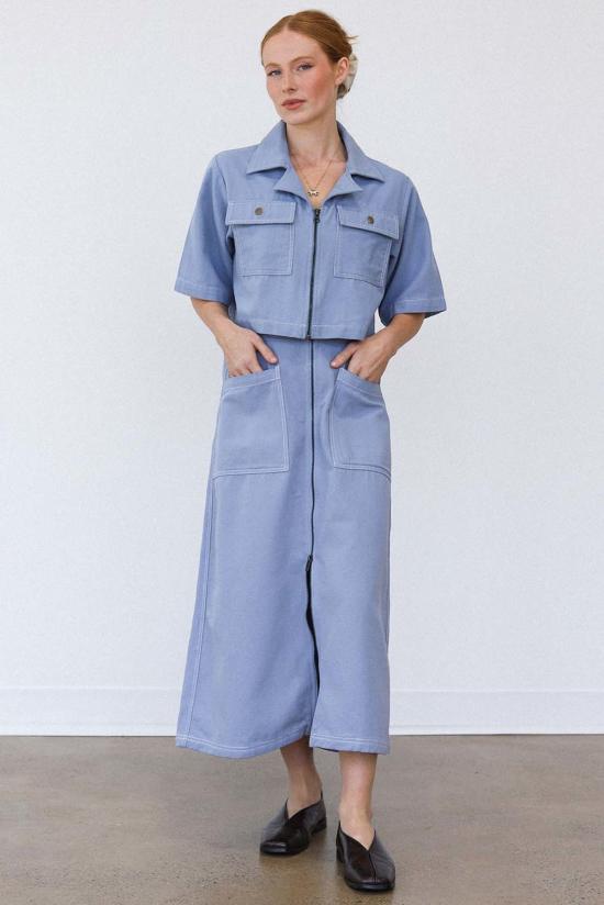  노블 데님 스커트 유틸리티 스커트 페블 블루