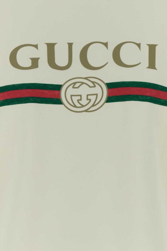  구찌 후드 티셔츠 코튼 블렌드 스웨트셔츠 크림 - GUCCI