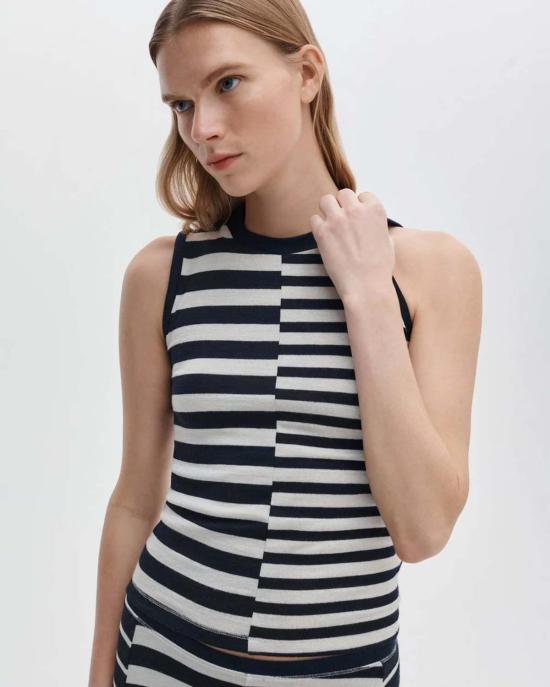  랙앤본 민소매 티셔츠 Rag & Bone The Knit Mix Stripe Tank Salute Multi