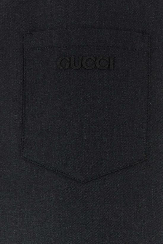 구찌 데님 셔츠 자수 데님 리버서블 셔츠 그레이/네이비 - GUCCI