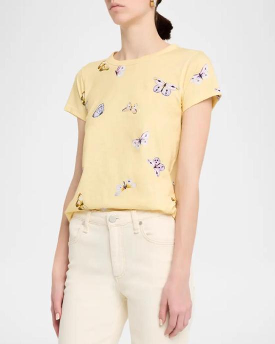  랙앤본 반팔 티셔츠 Rag & Bone All Over Tammy Butterfly Tee Butter Multi - RAG & BONE