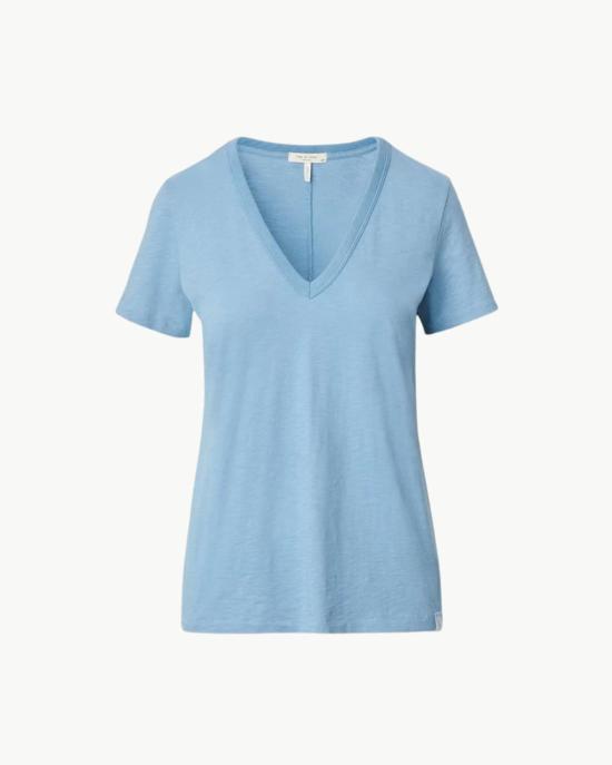  랙앤본 반팔 티셔츠 Rag & Bone The Slub Vee Tee Fog Blue