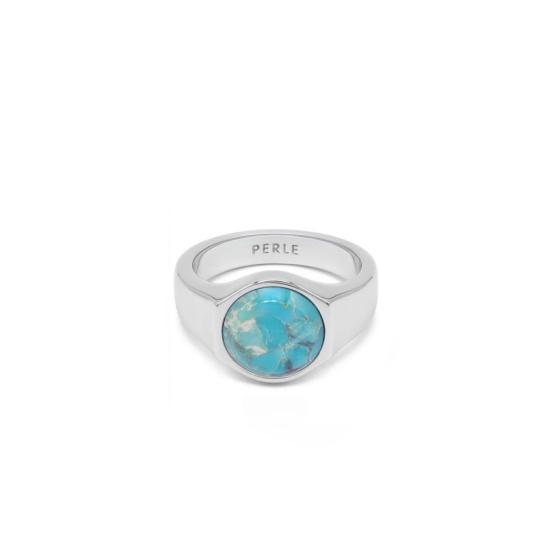  PERLE 반지 펄 라운드 링 터쿼이즈