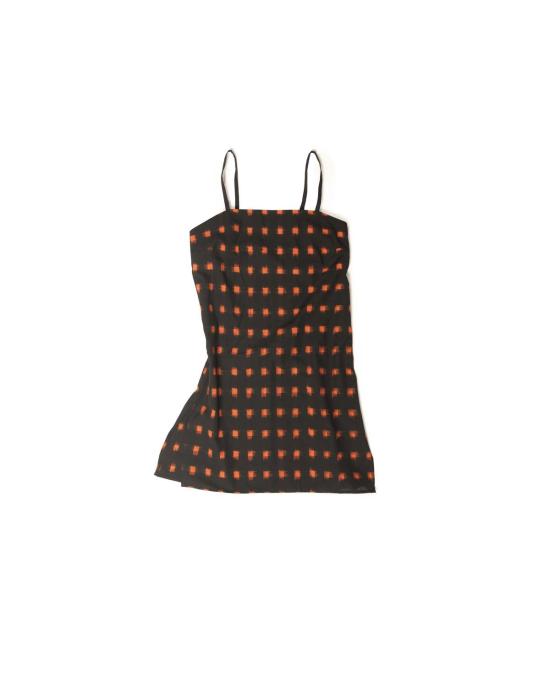  론 숏 원피스 Lwn Neri Slip Flame Pixel Handloom Ikat Dress