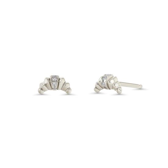 리지 맨들러 파인 주얼리 이어링 크루아상 스터드, 센터 파베 로우 - LIZZI MANDLER FINE JEWELRY