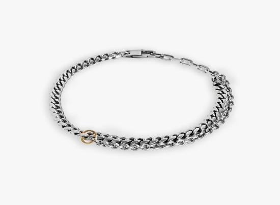  타이틀 오브 워크 브레이슬릿 작품명: 5mm 쿠반 링크/링 팔찌, 18k 금/은