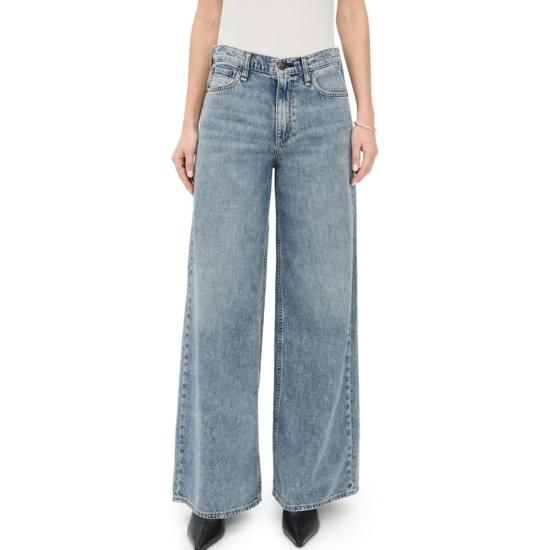  랙앤본 데님 팬츠 Rag & Bone Featherweight Sofie Full Wide Leg Pants Theo