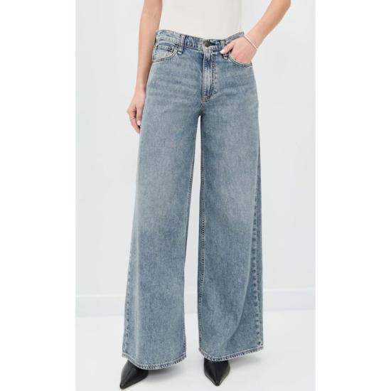  랙앤본 데님 팬츠 Rag & Bone Featherweight Sofie Full Wide Leg Pants Theo - RAG & BONE