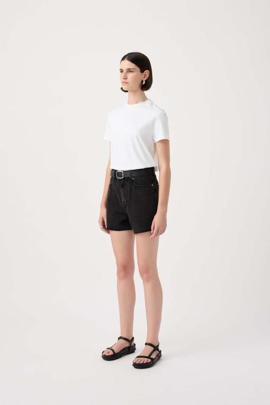  아웃랜드 데님 데님 숏팬츠 애니 하이 클래식 숏 에이지드 블랙 - OUTLAND DENIM