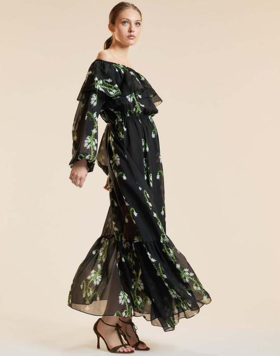  신시아 로리 롱 원피스 신시아 로울리 아이비리그 오프숄더 실크 드레스 그린 플로럴 - CYNTHIA ROWLEY