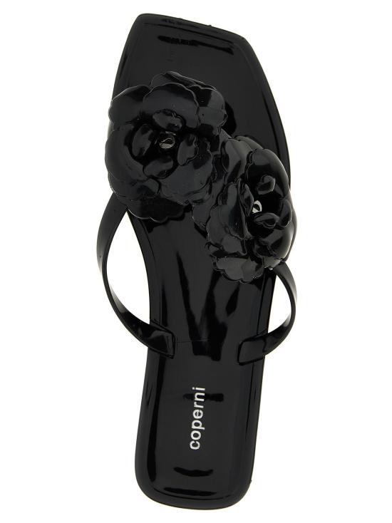  코페르니 샌들 실리콘 플라워 플랫  블랙 - COPERNI