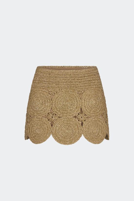  LUREX CROCHET 숏 스커트 사이먼 밀러 비프 비프 미니 스커트 스타 골드