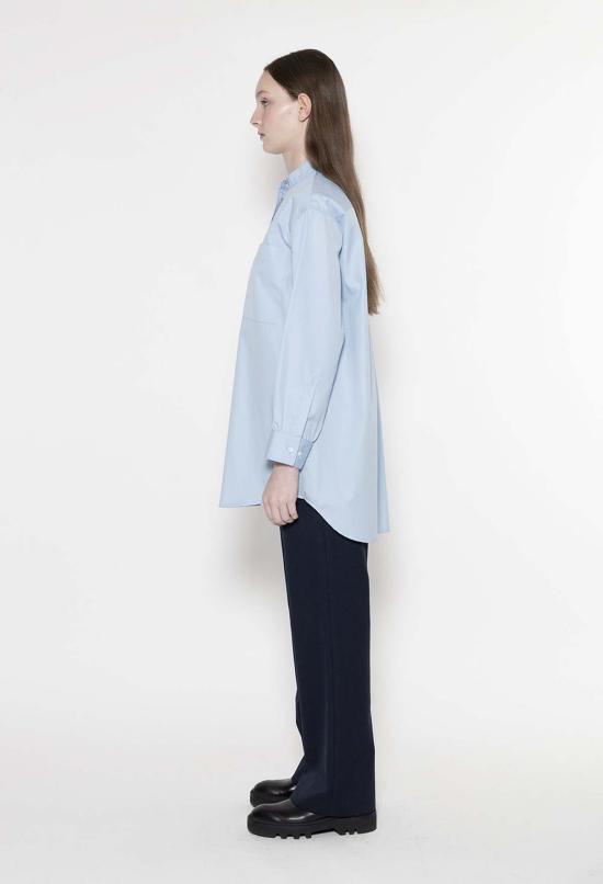  율리아 옌츠슈 셔츠 줄리아 젠츠쉬 조란 스탠드 칼라 긴팔 면 셔츠 스카이 블루 - JULIA JENTZSCH