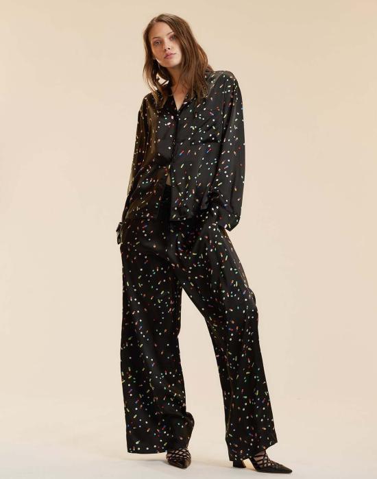  신시아 로리 언더웨어 신시아 로울리 필 PJ 라운지 탑 블랙 멀티 - CYNTHIA ROWLEY