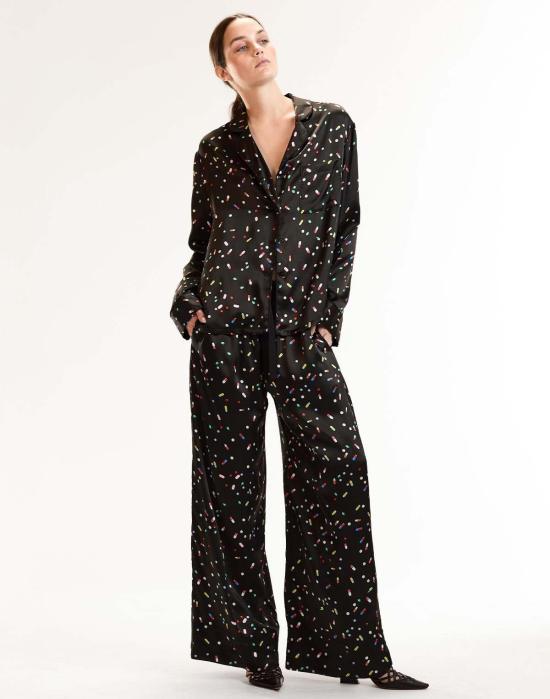  신시아 로리 언더웨어 신시아 로울리 필 PJ 라운지 탑 블랙 멀티 - CYNTHIA ROWLEY