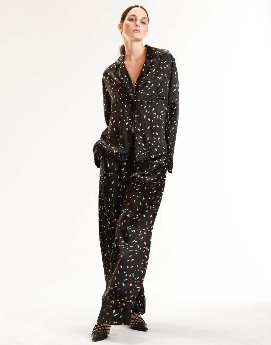  신시아 로리 언더웨어 신시아 로울리 필 PJ 라운지 탑 블랙 멀티 - CYNTHIA ROWLEY