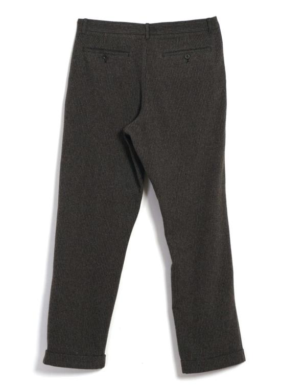  한센 가먼츠 스트레이트 팬츠 수네 플리츠 팬츠 브라운 핀스트라이프 - HANSEN GARMENTS