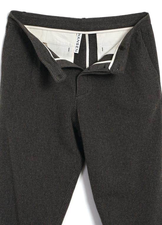  한센 가먼츠 스트레이트 팬츠 수네 플리츠 팬츠 브라운 핀스트라이프 - HANSEN GARMENTS