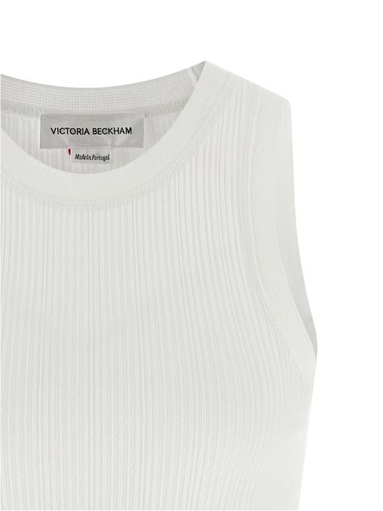  빅토리아 베컴 민소매 티셔츠 민소매 골지 탱크탑 화이트 - VICTORIA BECKHAM