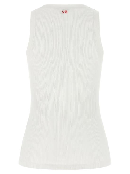  빅토리아 베컴 민소매 티셔츠 민소매 골지 탱크탑 화이트 - VICTORIA BECKHAM