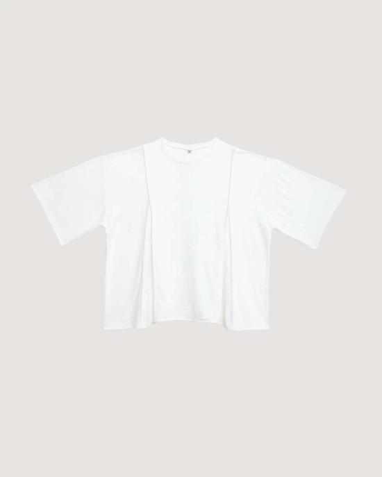  베이스레인지 반팔 티셔츠 멀 티셔츠 오프 화이트 - BASERANGE